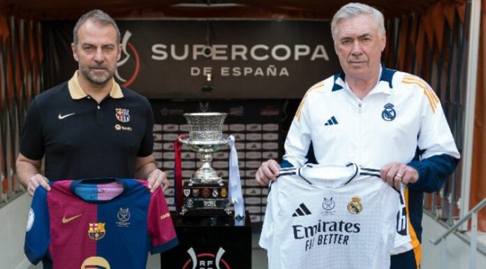 En la final de Súpercopa española, el Real Madrid juega como local y Barcelona como visitante. Será la décima ocasión que disputen este título.