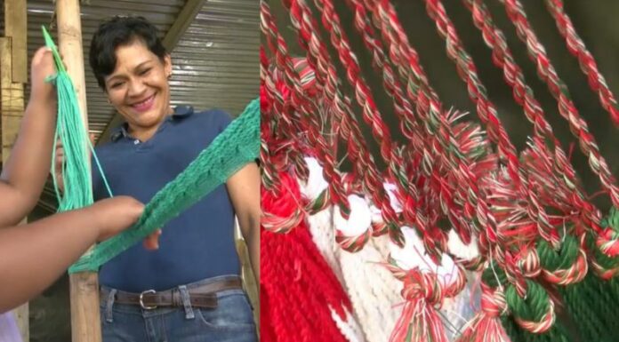La elaboración de hamacas artesanales y hechas a mano, es un negocio familiar que posee la familia Solito Cordera, en el Porvenir Santa Ana.