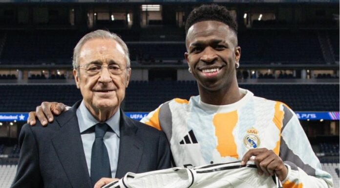 Vinicius llegó a la cifra centenaria al marcar un doblete este martes ante el Salzburgo.