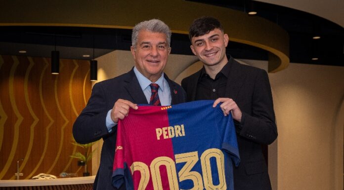 Pedri amplió su contrato con el Barcelona hasta el final de la temporada 2029-30 tras su llegada al equipo español en el 2020.