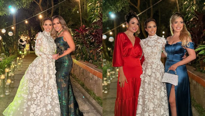 Andrea Mariona celebró su boda religiosa con sus allegados, y entre ellos, tres de sus grandes amigas: Luciana, Ana Pao y Larissa.