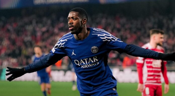 El delantero francés Ousmane Dembélé sigue marcando importantes goles para su equipo, el Paris Saint-Germain.