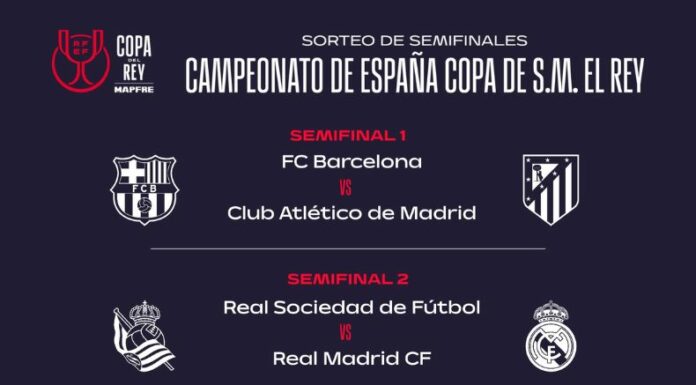 Se realizó el sorteo de semifinales de Copa del Rey de España. Ya quedaron definidos los enfrentamientos entre los 4 clasificados y las fechas de los partidos de ida y vuelta.