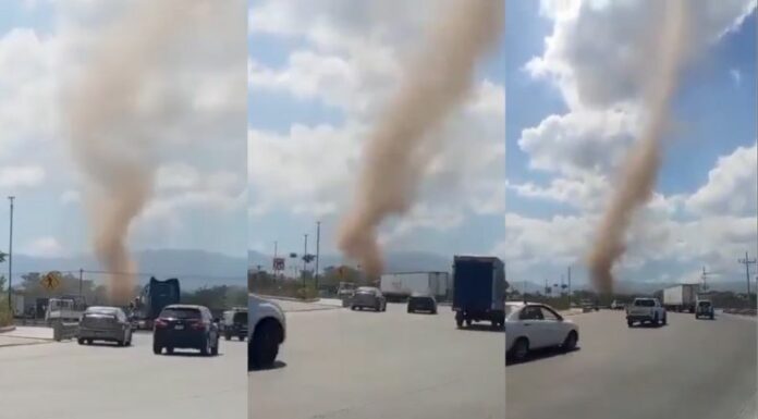 Usuarios de redes sociales captaron un torbellino en las cercanías del redondel Claudia Lars.