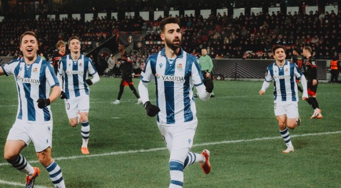 Real Sociedad venció 1-2 al Midtjylland de Dinamarca en el duelo de ida de los playoff de la UEFA Europa League.