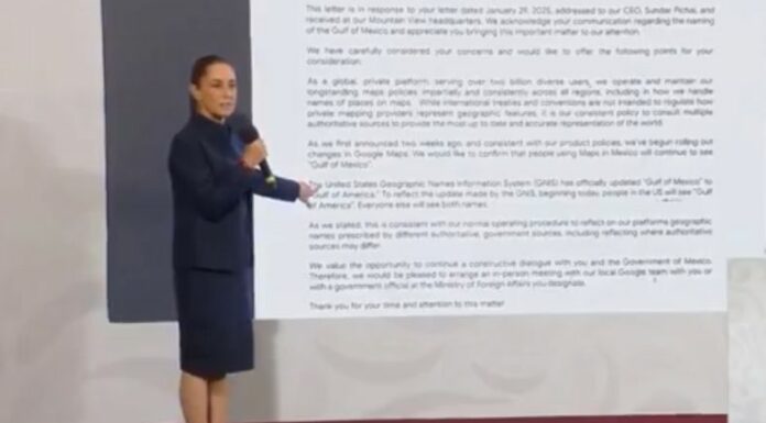 México actuará en tribunales contra Google si la empresa insiste en cambiar en sus mapas el nombre del Golfo de México.