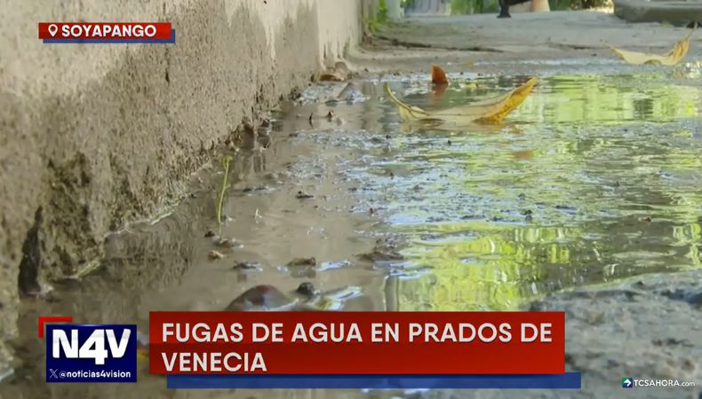 Tres grandes fugas de agua afectan los pasajes 1 y 3 de la Urbanización Prados de Venecia del distrito de Soyapango, en San Salvador Este.