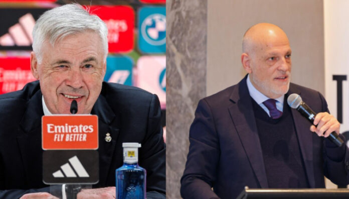 Ancelotti y Tebas volvieron a tener un cruce de palabras Carlo Ancelotti y Javier Tebas volvieron a tener un cruce de palabras tras el polémico arbitraje que vive la competición.