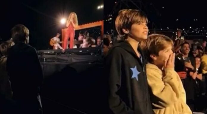 La cantante Shakira se presentó en Argentina este sábado y compartió un tierno momento con sus hijos durante su interpretación de 