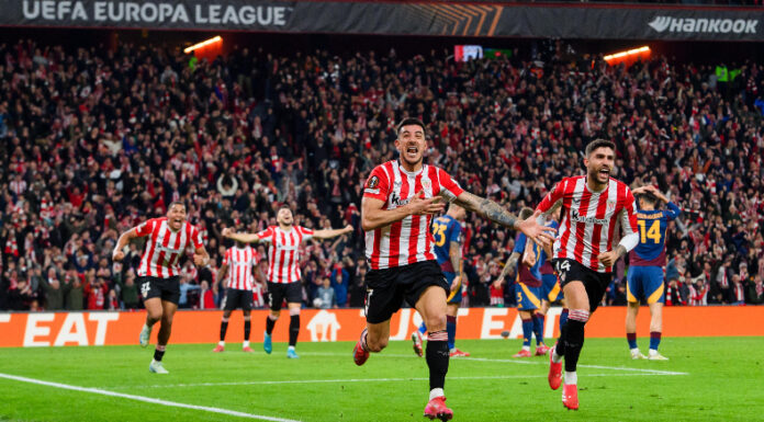 Athletic Club de Bilbao goleó a la Roma de Italia para avanzar a los cuartos de final de la UEFA Europa League.