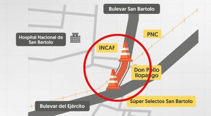 Este martes 25 de marzo, desde las 10:00 p.m. hasta las 2:00 a.m. del miércoles 26, se mantendrá cerrado un tramo del bulevar San Bartolo en Ilopango.