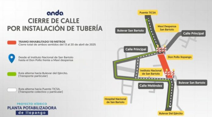 ANDA anuncia cierre temporal de un tramo de bulevar San Bartolo