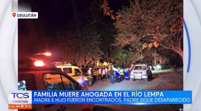 Una mujer y su hijo fallecieron ahogados en el río Lempa, mientras el compañero de vida de la víctima continúa desaparecido.