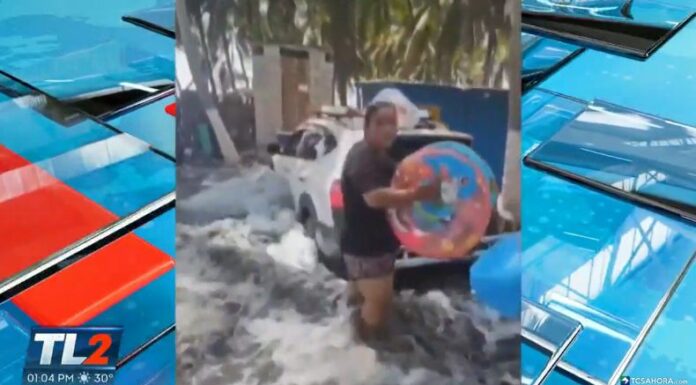 El fuerte oleaje registrado en las últimas horas dejó inundaciones en la playa Garita Palmera de Ahuachapán Sur.