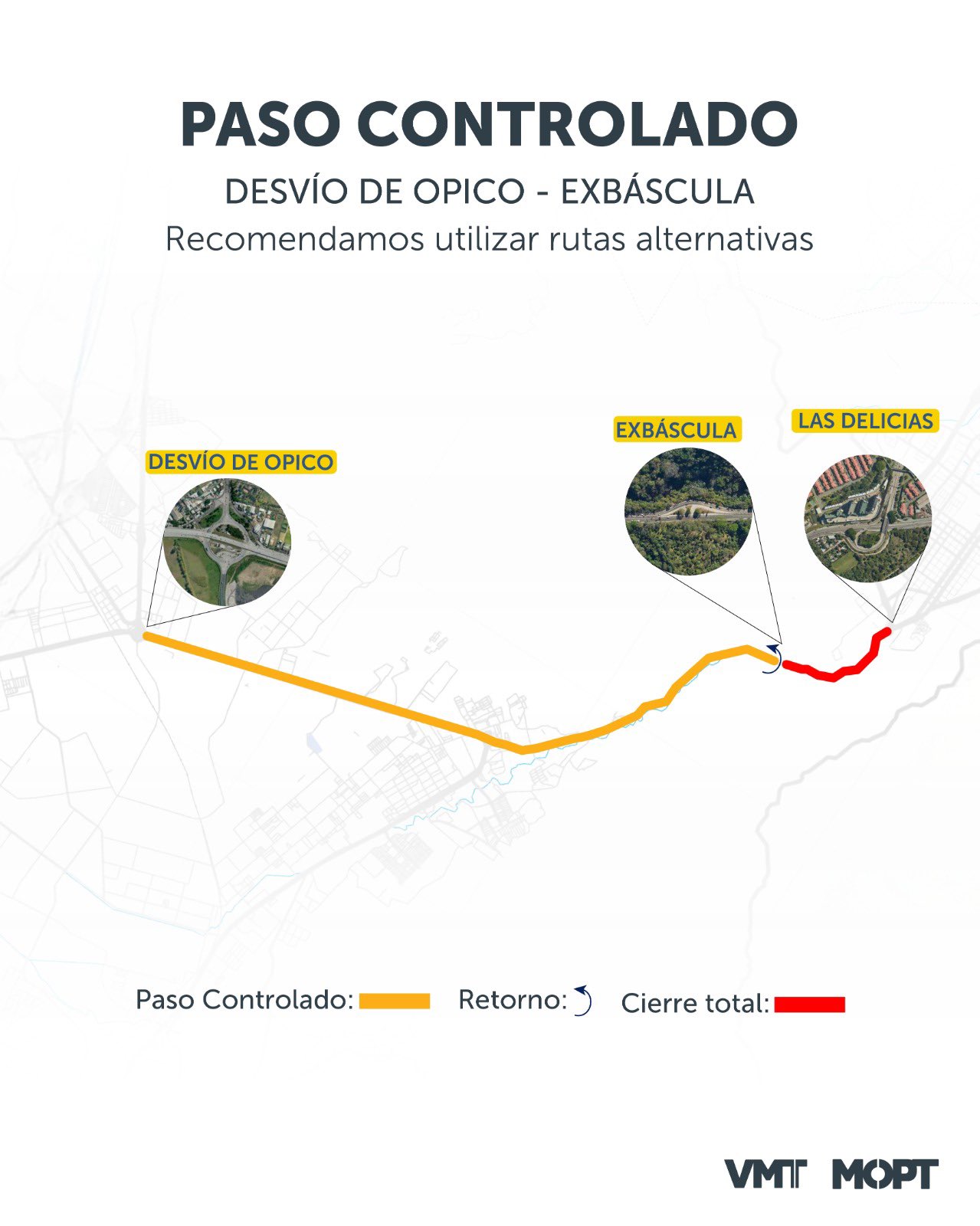 Estas son las rutas alternas por el cierre en Los Chorros