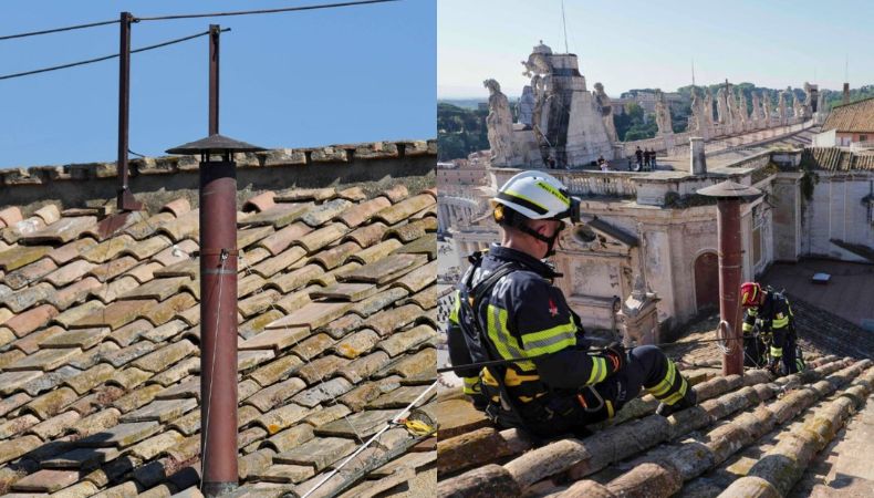 El Vaticano ya instaló la chimenea que anunciará al nuevo papa durante el cónclave.