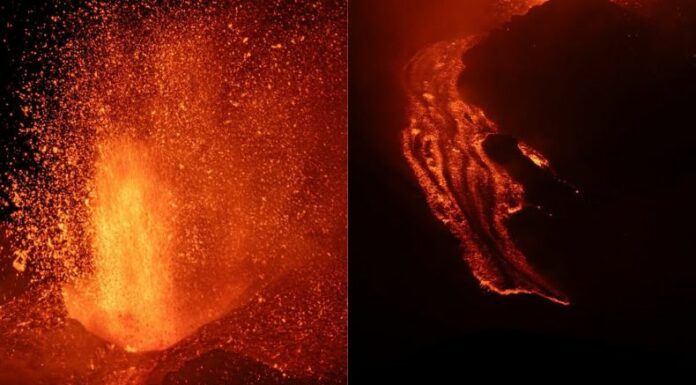 El monte Etna, considerado el volcán más alto de Europa, registró una intensa actividad volcánica la noche del lunes.