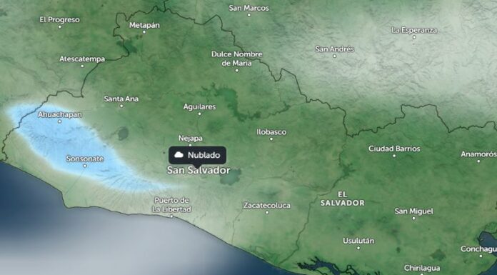 El MARN advierte sobre lluvias en varias zonas del país incluyendo el Área Metropolitana de San Salvador.