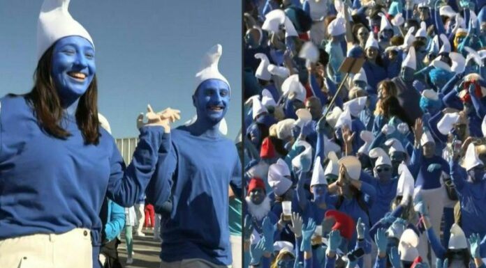 Los Pitufos invadieron el fin de semana las calles de Landerneau, una pequeña ciudad francesa para alcanzar una hazaña mundial.