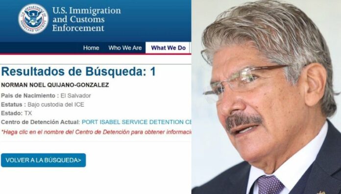 Norman Quijano detenido en Estados Unidos, confirma sitio oficial del ICE El exdiputado, expresidente de la Asamblea Legislativa y excandidato presidencial del partido ARENA en 2014, Norman Quijano, ha sido detenido en Estados Unidos.