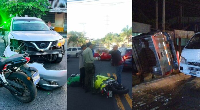 En las últimas horas se han registrado accidentes de tránsito en diferentes puntos del país, que han dejado al menos cinco lesionados.