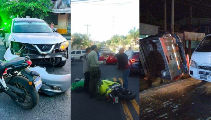 Accidentes de tránsito dejan al menos cinco lesionados En las últimas horas se han registrado accidentes de tránsito en diferentes puntos del país, que han dejado al menos cinco lesionados.