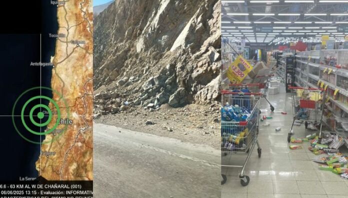 Sismo magnitud 6.4 sacude regiones del norte de Chile El sismo en Chile ocurrió a las 13:15 horas (hora local). Según, información del Centro Sismológico Nacional (CSN). Se reportan cortes de energía y desprendimientos de tierra.