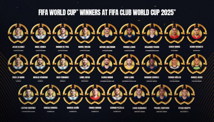Mundial de Clubes tendrá a 26 campeones del mundo La Copa Mundial de Clubes de la FIFA 2025 contará con 26 jugadores que han sido campeones con sus selecciones.