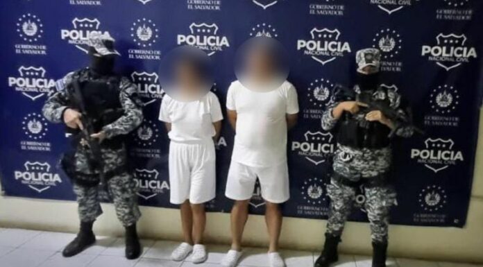 La PNC reportó la detención de una pareja señalada por su presunta participación en un homicidio en San Miguel.