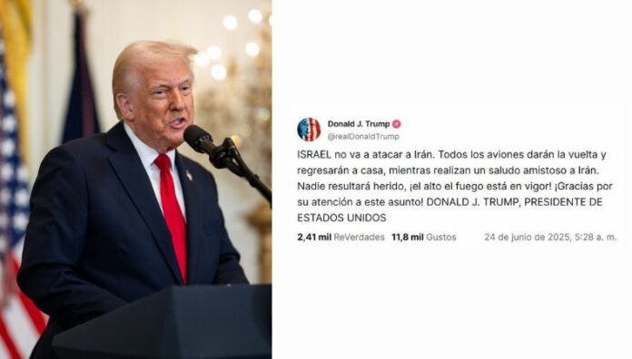 Israel no va a atacar a Irán, dice Trump El presidente de Estados Unidos, Donald Trump, expresó este martes que el alto el fuego entre Israel e Irán ya estaba vigente.