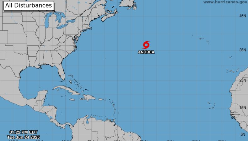 La tormenta tropical Andrea da comienzo a la temporada de huracanes 2025 en el océano Atlántico.