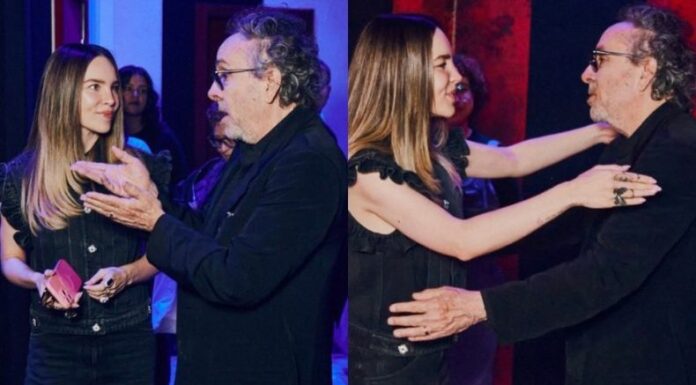 Belinda y Tim Burton coincidieron en la inauguración de una exposición inmersiva en México. Ambos protagonizaron un intercambio de regalos.