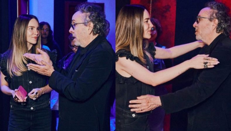 Belinda y Tim Burton coincidieron en la inauguración de una exposición inmersiva en México. Ambos protagonizaron un intercambio de regalos.