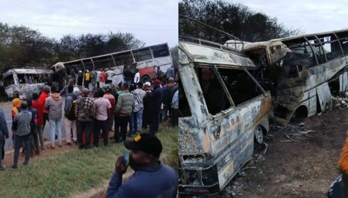 Tragedia en Tanzania más de 30 fallecidos en accidente de autobús Un aparatoso accidente de autobús en Tanzania dejó al menos 38 personas fallecidas y otras 28 con lesiones.