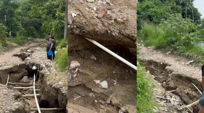 Más de 100 personas del cantón Chancala en el distrito de Mejicanos, San Salvador Centro denuncian el mal estado de su calle principal.