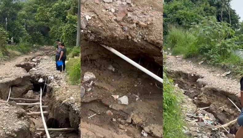 Más de 100 personas del cantón Chancala en el distrito de Mejicanos, San Salvador Centro denuncian el mal estado de su calle principal.