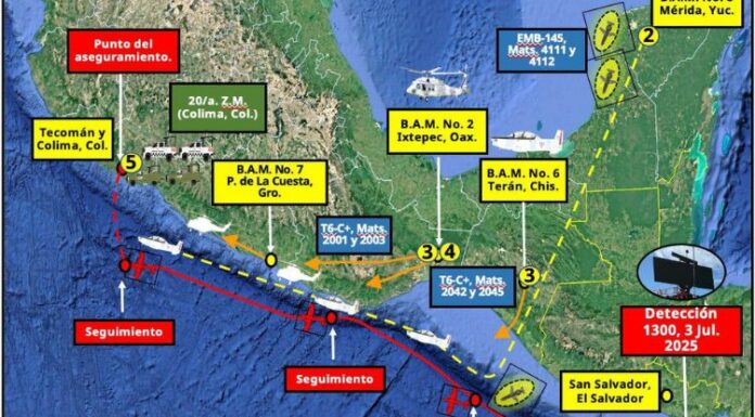 Ante mensaje del presidente Bukele por avioneta, secretario de seguridad mexicano cambió las palabras “procedente” por “a la altura” de El Salvador.
