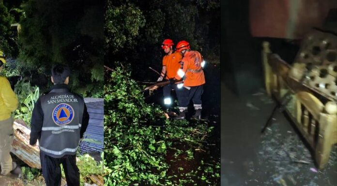 Viviendas afectadas, derrumbes y árboles caídos son parte de las emergencias registradas en las últimas horas, tras las fuertes lluvias en el territorio salvadoreño.