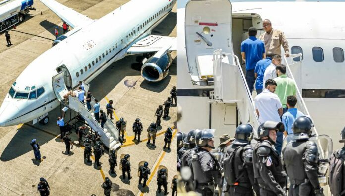 Trasladan a presuntos miembros del Tren de Aragua del CECOT a Venezuela El presidente Bukele confirmó la entrega de reos vinculados al Tren de Aragua a cambio presos políticos venezolanos y estadounidenses detenidos en Venezuela.