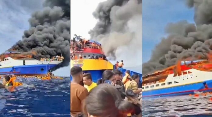 Más de 200 personas lograron salvarse del incendio en un ferry en Indonesia, muchas de ellas al lanzarse al mar para escapar del fuego.