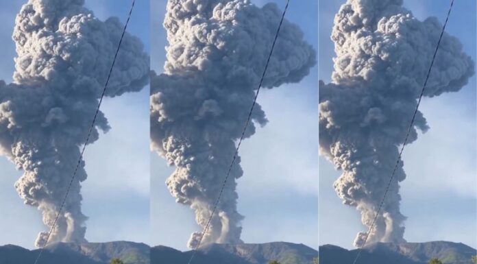 El monte Marapi, en el oeste de Sumatra, Indonesia, entró en una nueva fase de erupción expulsando una columna de ceniza de 1.6 kilómetros de altura.