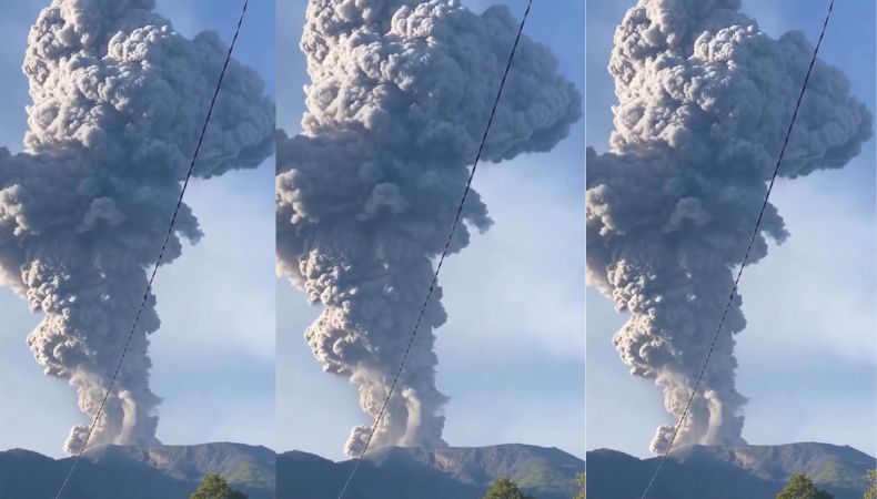 El monte Marapi, en el oeste de Sumatra, Indonesia, entró en una nueva fase de erupción expulsando una columna de ceniza de 1.6 kilómetros de altura.