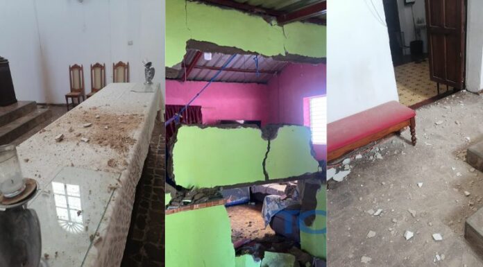 Viviendas e iglesias en Santa Ana y Ahuachapán sufrieron daños tras los fuertes sismos de magnitudes 5.9 y 5.6 registrados la tarde de este martes.