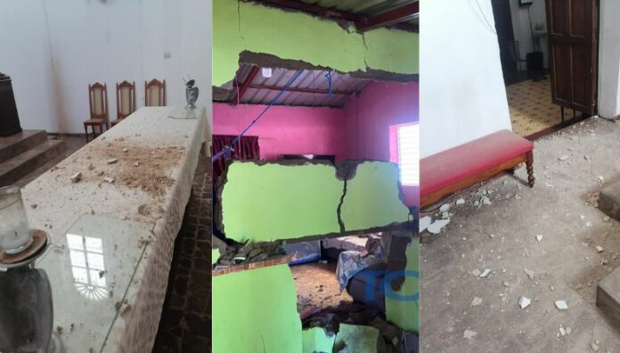 Daños en iglesias y viviendas en Ahuachapán y Chalchuapa tras fuertes sismos Viviendas e iglesias en Santa Ana y Ahuachapán sufrieron daños tras los fuertes sismos de magnitudes 5.9 y 5.6 registrados la tarde de este martes.
