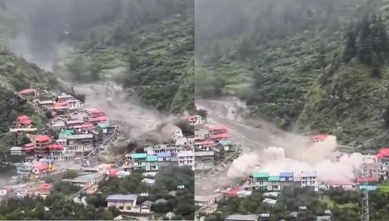 Lluvias torrenciales provocaron una crecida repentina y un deslizamiento de tierra que arrasaron con parte del pueblo turístico de Dharali, en el estado de Uttarakhand.