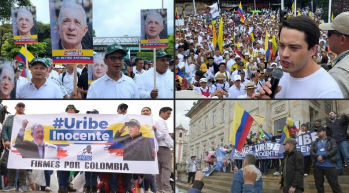 Miles de colombianos salieron a las calles para apoyar al expresidente Álvaro Uribe tras ser sentenciado a 12 años de arresto domiciliario.