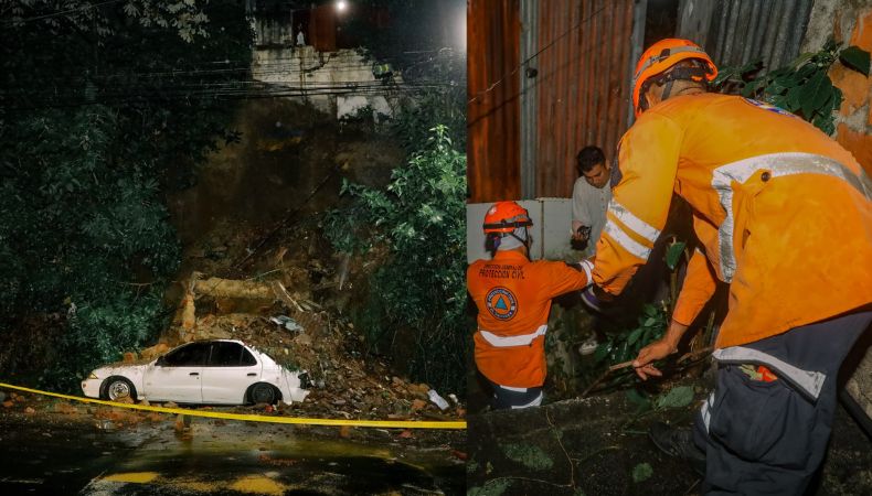 Fuertes lluvias provocaron el colapso de un muro en una vivienda ubicada en la calle a Mariona en Mejicanos, San Salvador Centro.