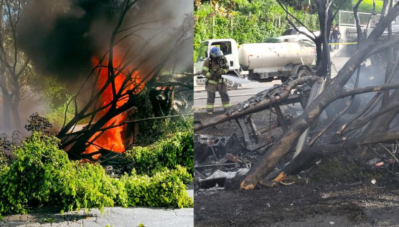 Una rastra se incendió tras un accidente en las cercanías de San Rafael Cedros, Cuscatlán, dejando a una persona fallecida.