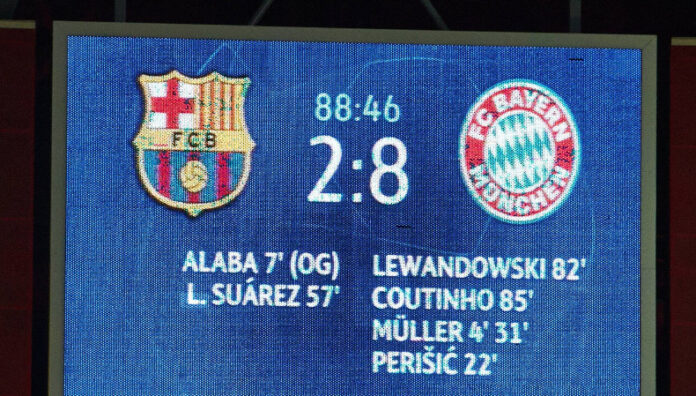 Se cumplen cinco años del histórico 2-8 del Bayern al Barça Hace cinco años en Lisboa, Bayern Múnich goleó al Barcelona en los cuartos de final de la UEFA Champions League.