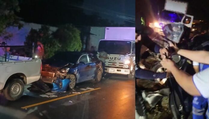 Un lesionado tras aparatoso accidente en Moncagua Una persona resultó lesionada en un accidente de tránsito ocurrido en la carretera Panamericana cerca del desvío a La Estancia, en Moncagua, San Miguel.